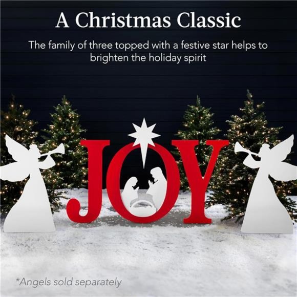 Amazon.com: Best Choice Products 46in Outdoor JOY Christmas  46in Outdoor Joy Christmas Nativity Decoration, 3 Piece - Red/White